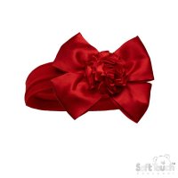 HB120-R: Red Headband w/Bow & Flower